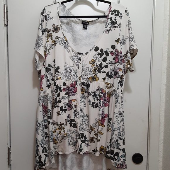 Torrid Tops - Torrid Size 3 22 24 Floral Top Button Front Hi Lo